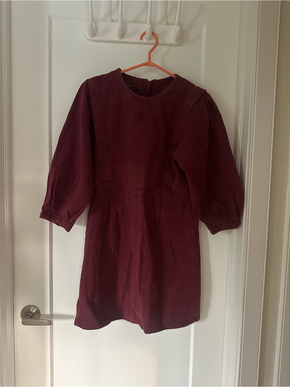 Simple Burgundy Long Sleeve Shift Dress